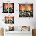 thumbnail image 4 of Designart "Orange Blue Coastal Waves I" Coastal Ocean Framed Wall Art Set Of 2 - Orange Beach Frame Gallery Set For Office Decor, 4 of 7