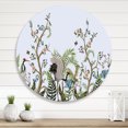 thumbnail image 1 of Designart - Border With Cranes & Peonies In Chinoiserie Style - Traditional Metal Circle Wall Art, 1 of 5