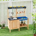 thumbnail image 2 of Costway Kids Kitchen Playset Wooden Outdoor Mud Kitchen Pretend Play Toy W/ Kitchenware, 2 of 10