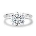 thumbnail image 2 of ESTE ORIGIN 3.50Ct Round Cut Lab-Grown Diamond Solitaire Engagement Ring – Knife Edge Pavé Band, Hidden Halo in 14K White Gold for Women, 2 of 7