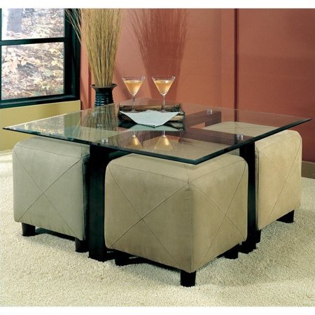 Coaster Cermak Contemporary Square Black Metal Base Glass Top Cocktail Table