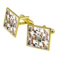 thumbnail image 1 of Cats Kittens in Hats Pattern Square Cufflink Set - Silver or Gold, 1 of 6