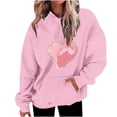 thumbnail image 2 of DDAPJ pyju Womens Pink Hoodie for Valentine's Day Love Heart Print Hooded Sweatshirt Casual Long Sleeve Drawstring Pullover Tops Oversized Drop Shoulder Hoodies with Front Pocket Pink M, 2 of 5