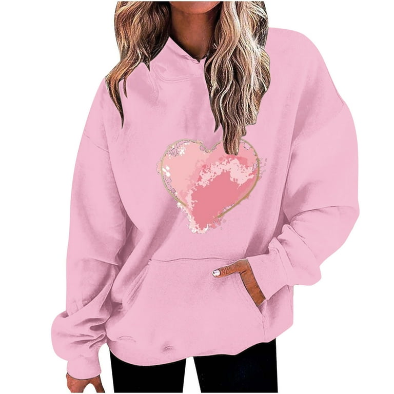*p(R)ojectR® Heart P Hoodie S DDAPJ pyju Womens Pink Hoodie for Valentine's Day Love Heart