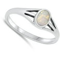 thumbnail image 4 of CHOOSE YOUR COLOR Vintage White Simulated Opal Ring .925 Sterling Silver Band CZ Female Size 9, 4 of 4