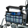 thumbnail image 2 of Wheelchair bag with pockets (blue plaid) - electric wheelchair universal waterproof armrest side pocket, mobile scooter, walker, accessories,, 2 of 5