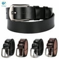 thumbnail image 2 of Deago Men's Casual Leather Jeans Belts Classic Work Business Dress Belt with Prong Buckle for Men, 2 of 8