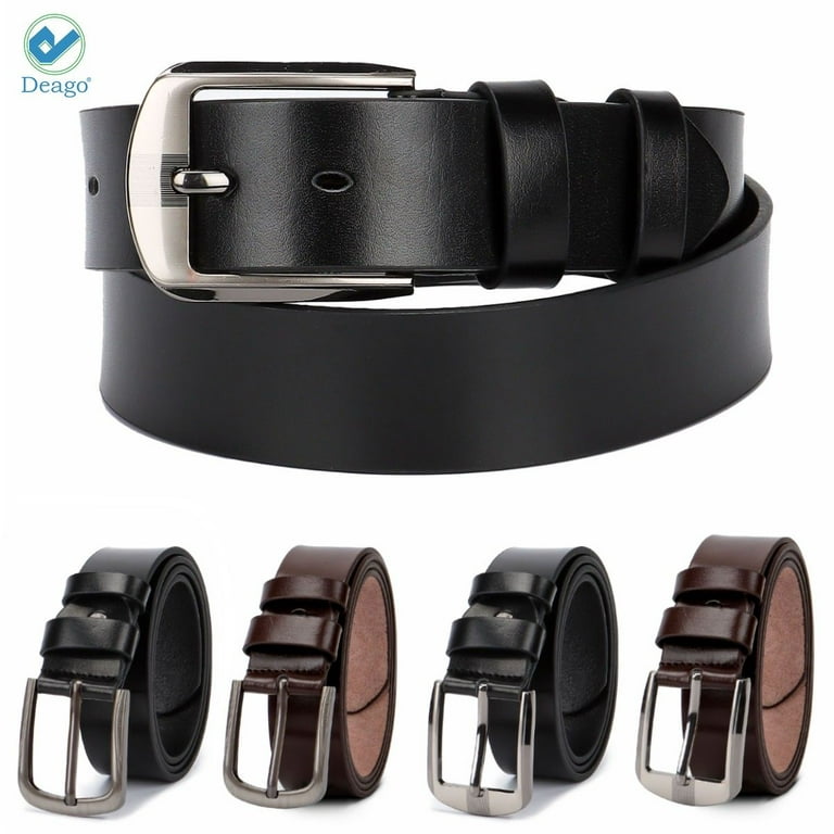 Deago Men's Casual Leather Jeans Belts Classic Work Business Dress Belt  with Prong Buckle for Men