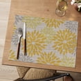 thumbnail image 3 of Sm:)e Floral Vinyl Placemats Set of 6, Heat Resistant Non-Slip Place mats for Dining Table, Washable Durable PVC Vinyl Woven Table Mats, Yellow, 3 of 7