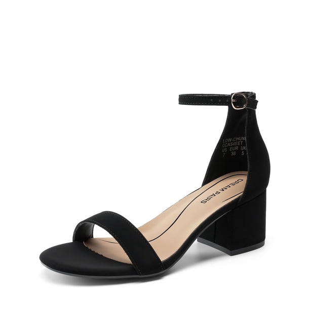 Sandalia DREAM PAIRS con Tacón Bajo Cuadrado en Nubuck Negro