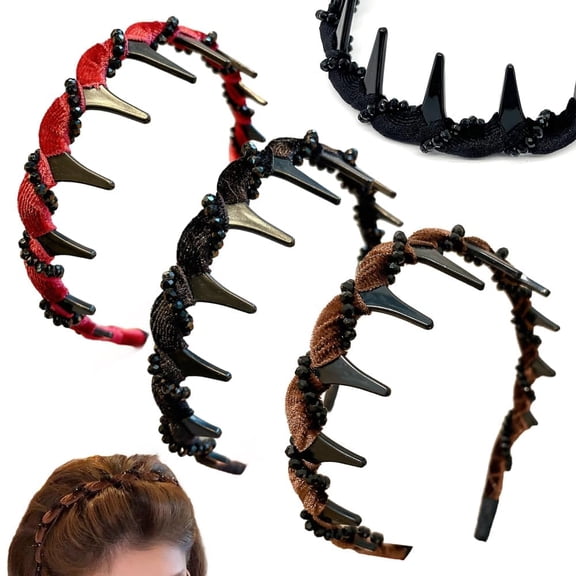 Retro High Skull Pearl Headband headband with teeth,Elegant hair comb headband with anti-slip teeth, suitable for women and girls, a perfect gift