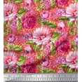 thumbnail image 1 of Soimoi Polyester Crepe Fabric Leaves & Peony Floral Print Fabric by The Yard 52 Inch Wide, 1 of 3