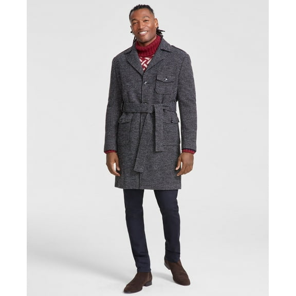 Tayion Collection Mens Classic fit Overcoat Coat 44 S Grey