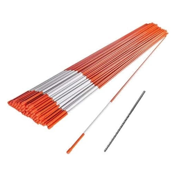 20 Pack - 72" x 5/16" Driveway Markers, Snow Stakes, Plow Stakes- Includes 12" Install Bit - Orange Reflective Fiberglass 6' (20)