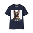 thumbnail image 5 of German Shepherd in Suit and Sunglasses Unisex Softstyle T-Shirt, 5 of 10