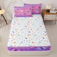 thumbnail image 4 of Erosebridal Pink Purple Glitter Butterfly Zipper Queen Comforter Set with Fitted Sheet and 2 Pillowcases,Shiny Sparkle Insect Zipper Bedding Set For Girls,Colorful Stars Reversible,4pcs, 4 of 7