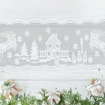 WRITWAA 1Pc White Lace Christmas Table Cloth Table Cover for Home and Restaurant Use