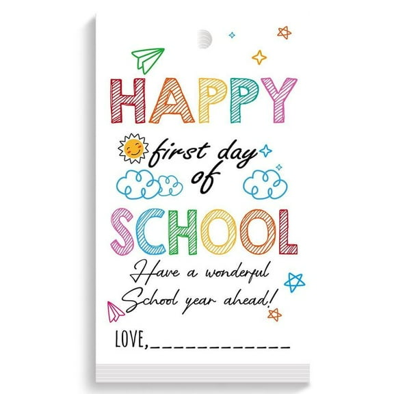 Happy First Day of School Sign – Colorful Back-to-School Card – Perfect for Kids to Celebrate New Beginnings – Blank Inside for Personal Touch