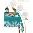 thumbnail image 2 of Aqua Coastal Coral Table Cloth, White Ocean Marine Sea Nautical Beach Waterproof Tablecloth for Square Tables, Reusable Washable Fabric Table Cover for Restaurant Kitchen Dining Tables 54"x54", 2 of 6