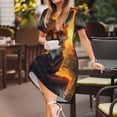 thumbnail image 3 of Naloa Sunset Maple Tree Fox Print Womens Summer A-Line Dress with Pockets,Short Sleeve Dresses,Flowy Beach Swing Dress for Vacation Travel, 3 of 6