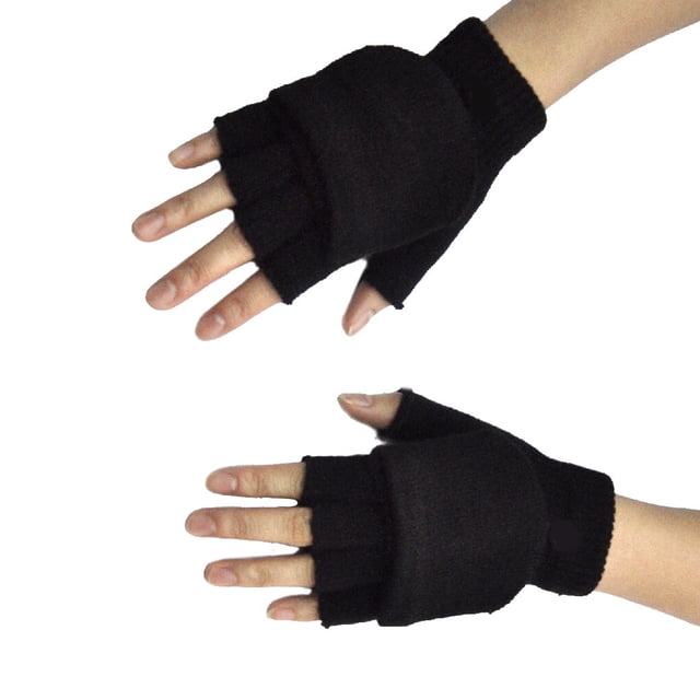 Guardurnaity 1 par de manoplas para mujer, práctica manopla Convertible para mantener el calor, fundas de mano simples para exteriores, accesorio guantes y mitones Negro