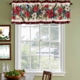 thumbnail image 3 of Christmas Curtain Valances for Windows, Kitchen Valance Window Treatments Panel 2 Pack, Xmas Botanical Poinsettia Balls Red Plaid Rod Pocket Short Curtains for Bathroom Bedroom 54 x 18 Inch, 3 of 8