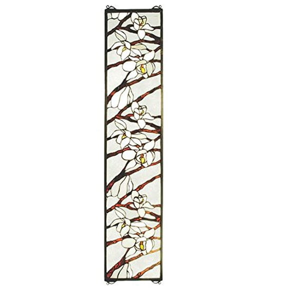 Meyda Tiffany 47887 Magnolia Stained Glass Window, 9" Width x 42" Height