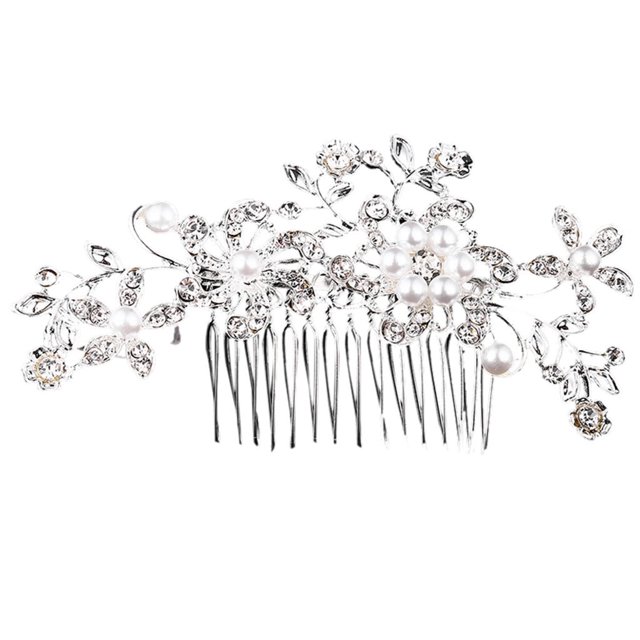 XASZHN Wedding Hair Comb Clips Pearls Crystal Bridal Diamante Pins Head Ornament Accessory White One Size