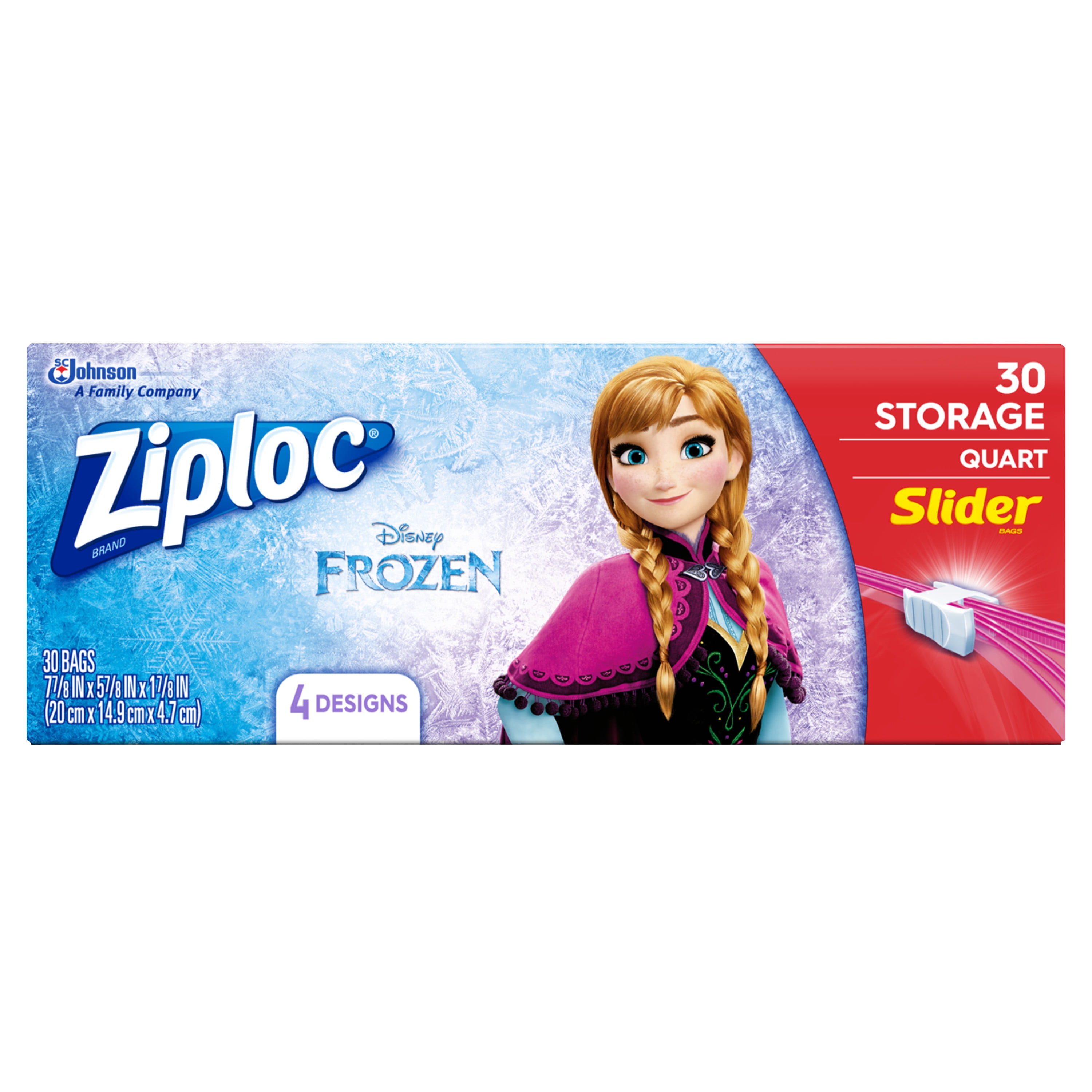 Ziploc Brand Storage Slider Quart Bags, Disney's Frozen 2, 30 Count