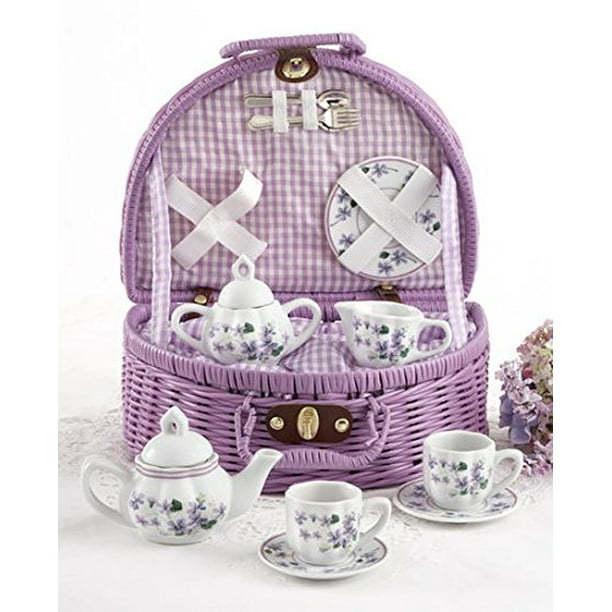 Delton Adorable Childrens Tea Set Purple Voilet Design Teaset