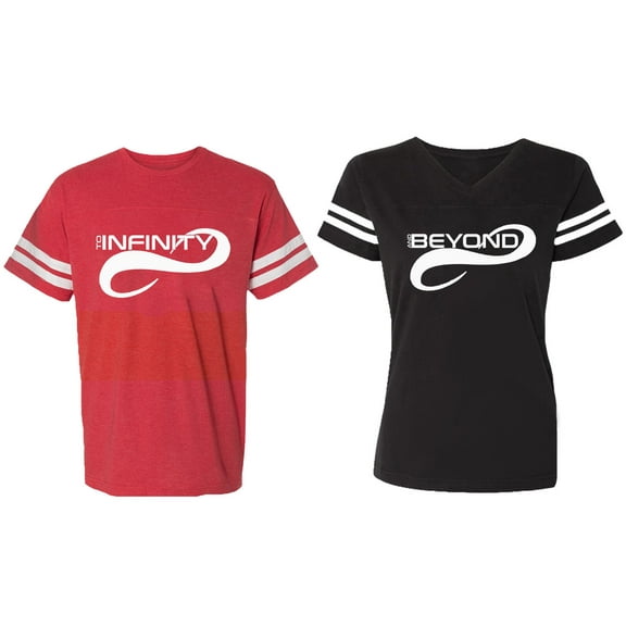To Infinity And Beyond Matching Couple Cotton Jerseys (Men Red / Women Black) (Men S / Women S)