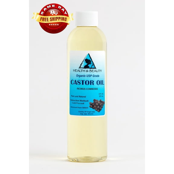 Castor Oil Organic USP Grade Hexane Free Cold Pressed Premium Fresh Pure 8 oz