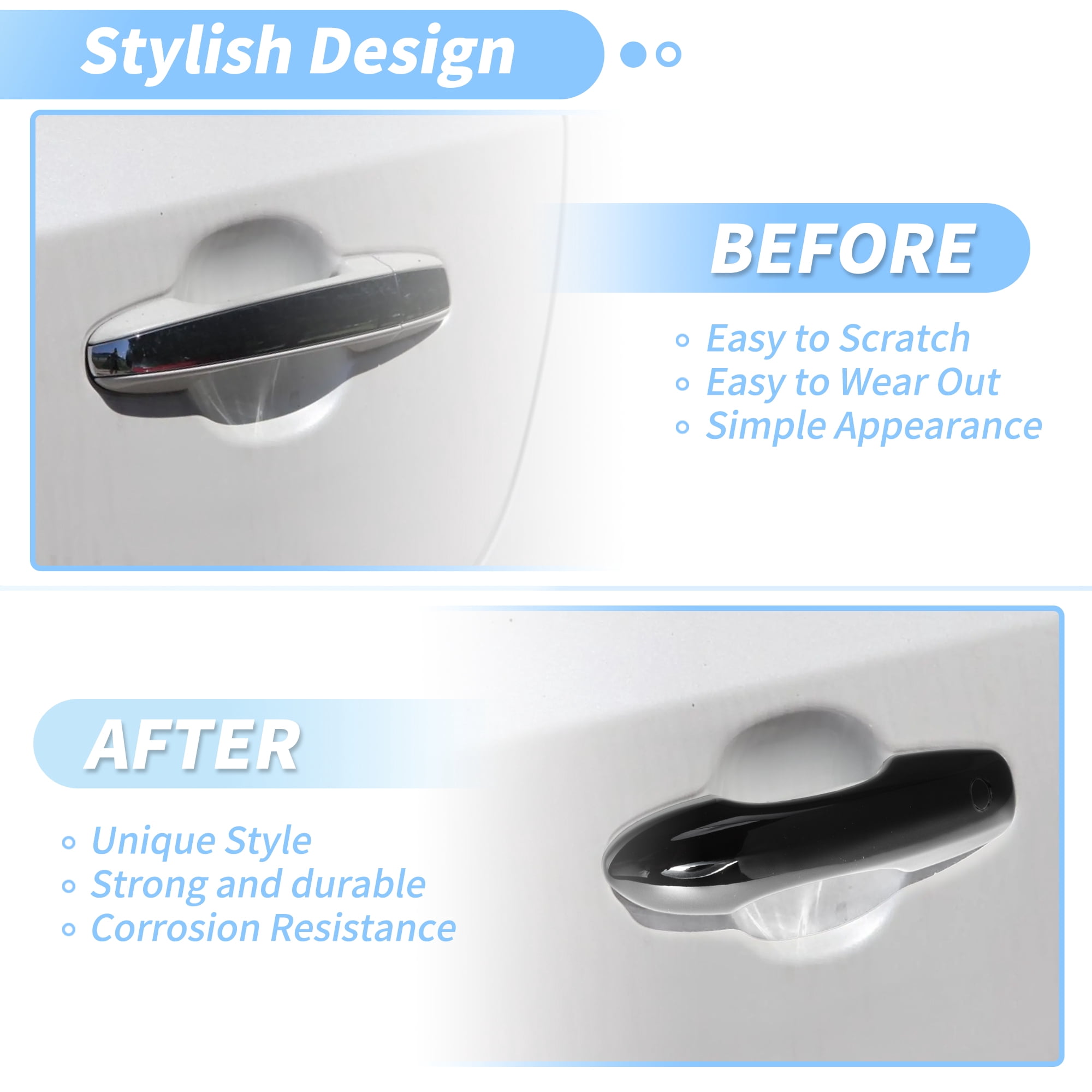 Unique Bargains Car Handle Cover Black for Toyota Camry Corolla Prius Venza 2020-2022