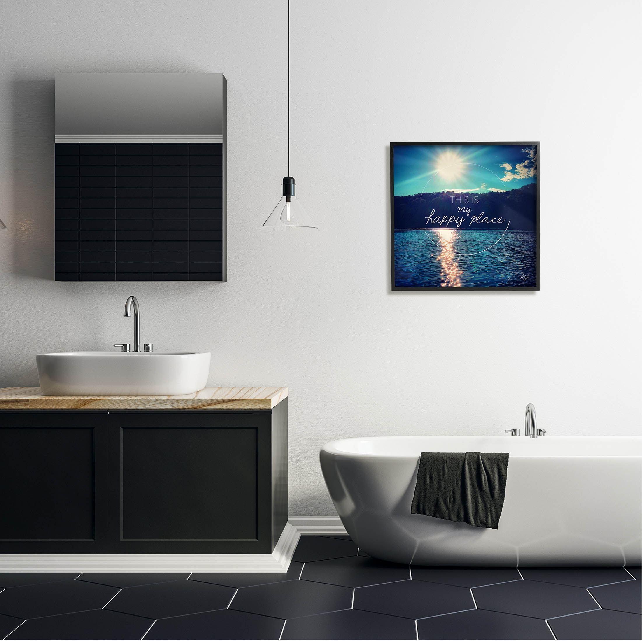 Stupell Industries My Happy Place Lake Scenery Graphic Art Black Framed Art Print Wall Art, Design by K. Kaufman