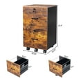thumbnail image 4 of Rolling File Cabinet 2 Drawer, Wood File Cabinet with Lock, Mobile Storage Cabinet for Home Office, Brown & Black, 4 of 9