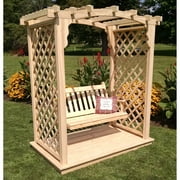 A & L Furniture Jamesport 7.5 ft. High Wood Arbor with Deck and Swing