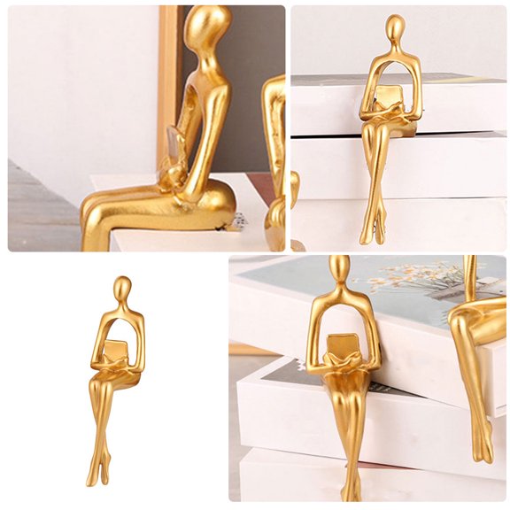OUNONA Abstract Thinker Sculpture Home Decor, Golden , 1 Piece Artistic Decorative