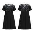 thumbnail image 3 of Bixox Robe d'Été à Manches Courtes pour Femmes Robe Ample Longueur Genou avec Poches-Argent Pailleté1, 3 of 7