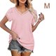 thumbnail image 3 of Minnieouse Camiseta de algodón para mujer, camiseta holgada de encaje de Color sólido, Top de verano para viajes, vacaciones en la playa, deportes, Prendas para la parte del cuerpo Rosa M Minnieouse AP010362-02, 3 of 6