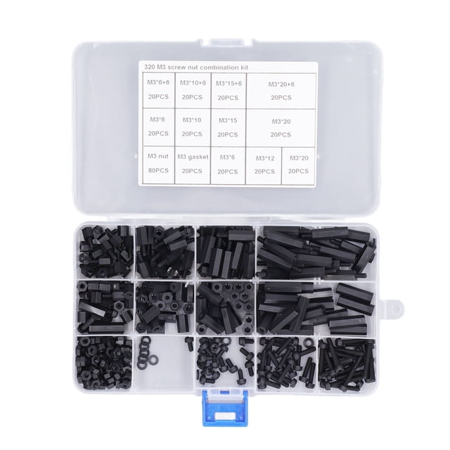 Espaciadores de tornillos hexagonales Ormromra 320 piezas M3 Nylon Macho Hembra con caja de almacenamiento
