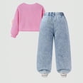 thumbnail image 5 of UAYOTSE Girls Fall Knit Sweater + Jeans 2Pcs Set Fashionable School Daily Wear Outfit Size 6-7 Years, 5 of 9