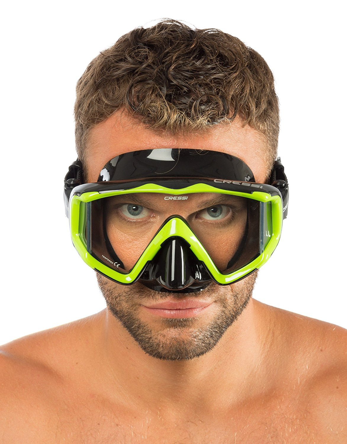 Clear Pink Sports Cressi Panoramic Diving Masks Wide View With Dry Snorkel Set 