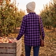 thumbnail image 7 of Textilo Button Down Plaid Shirts for Women Long Sleeve Lapel Collar Top with Pockets Shacket Jacket 2026 Fashion Fall Lightweight Casual Loose Fit Outfits,Purple L, 7 of 7