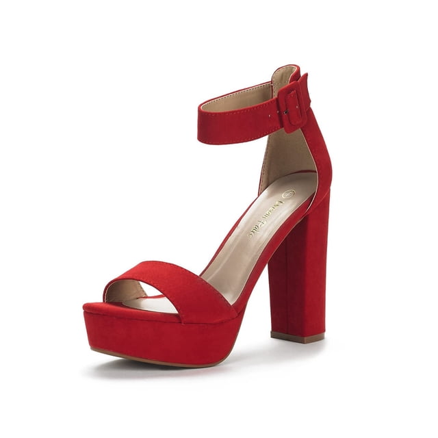 Sandalia DREAM PAIRS Orinthia en gamuza roja talla 5.5