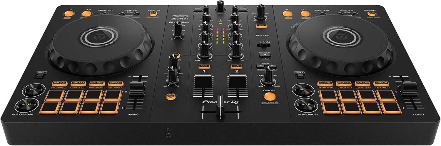 Pioneer DJ DDJ-FLX4 2-Deck DJ Controller (Graphite), Rekordbox & Serato DJ Lite Compatible, USB-C Powered
