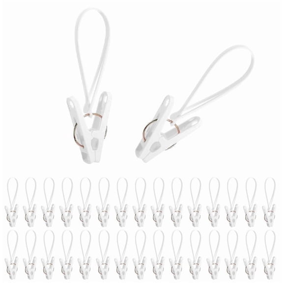 Hanger Clips for Hangers,30 Pcs Multi-Purpose Hanger Clips for Hangers White Finger Clips for Kids Hangers with Plastic Rope Clothes Hangers, Pants Hangers Clips By PULMCheerger