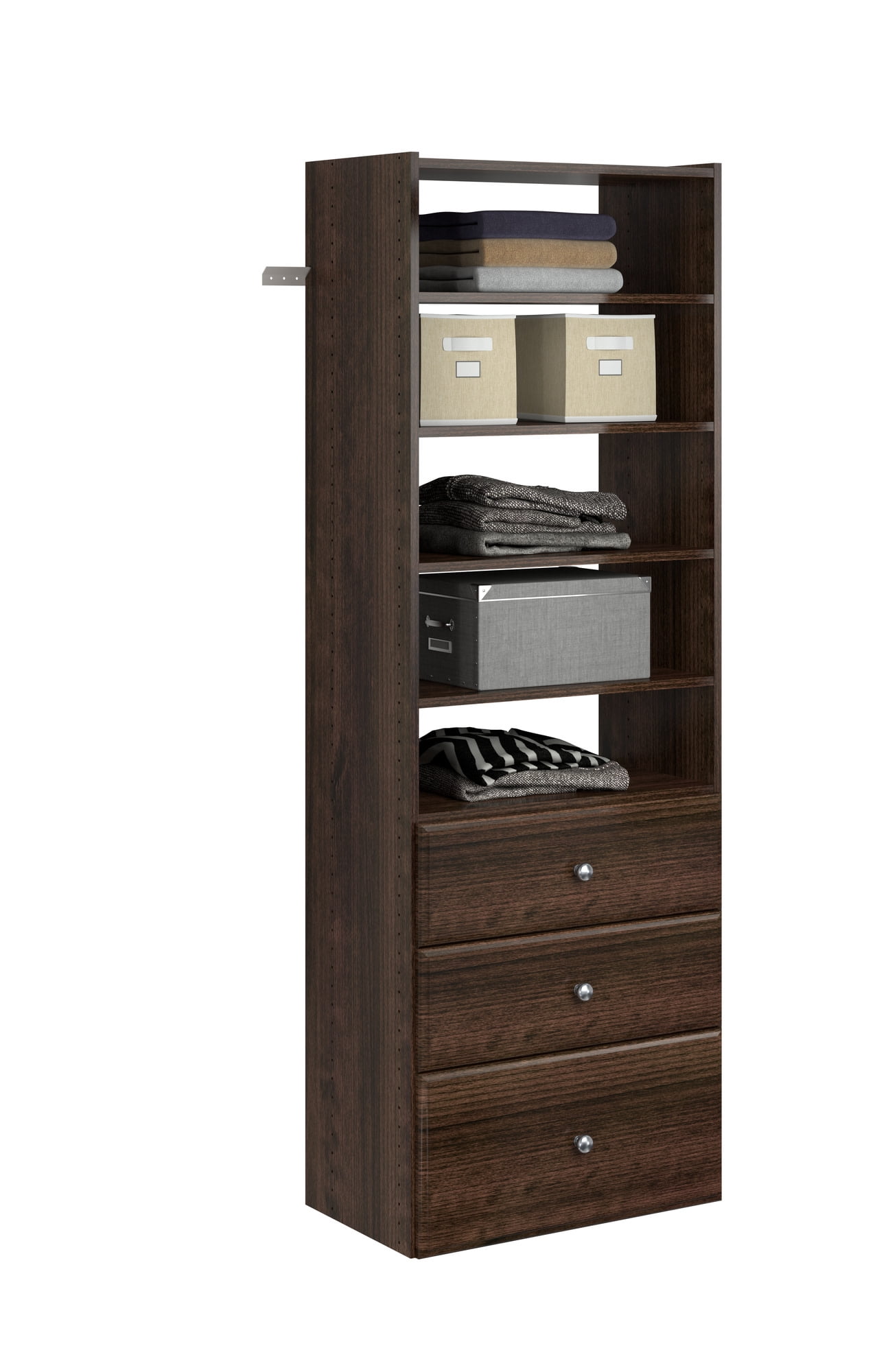 Easy Track Premium Tower Closet Organizer with Shelves & Drawers, Weathered Grey