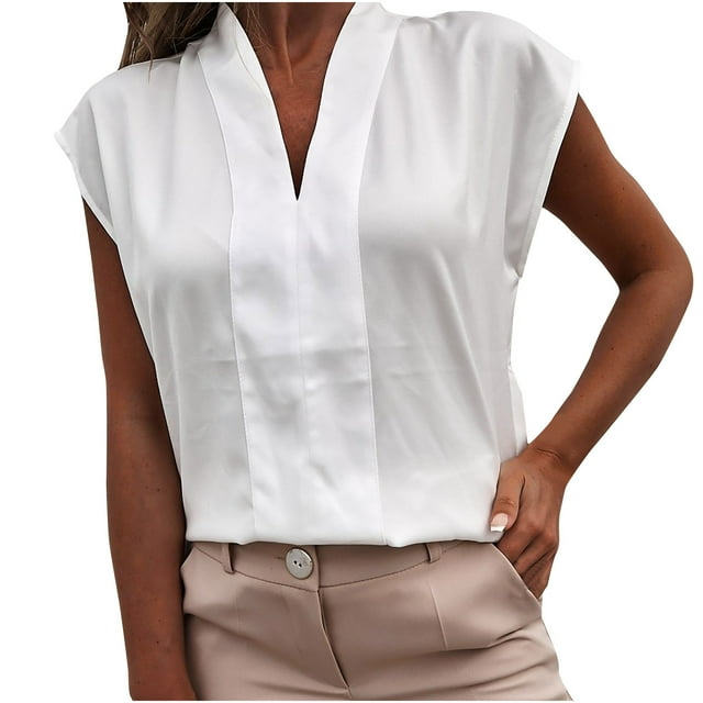 Cameland Blouse d'Été Sans Manches à Col en V Décontractée pour Femmes, Camisole Basique Unie