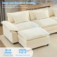 thumbnail image 4 of Puremind 118" Oversized Modular Sectional Sofa, Chenille U Shaped Cloud Couch, 30" Deep Seat Couch with Movable Ottomans for Living Room/Apartment, Beige, 4 of 6
