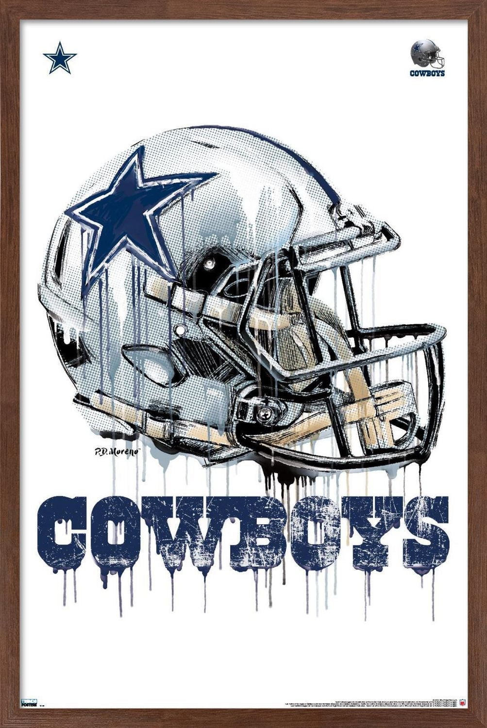 NFL Dallas Cowboys - Drip Helmet 20 Wall Poster, 22.375" x 34" Framed
